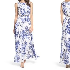 Eliza J Chiffon Maxi Dress - Blue and White